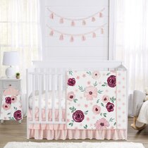 Pink and deals navy crib sheets